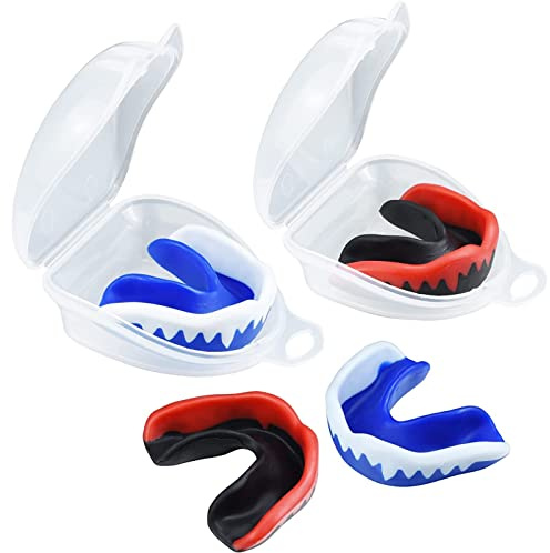 Sportmundschutz, Erwachsene Sport Gum Shield mit Fall, Zweifarbig Mundschutzboxen für MMA, Judo, Karate, Rugby, 4 Stück