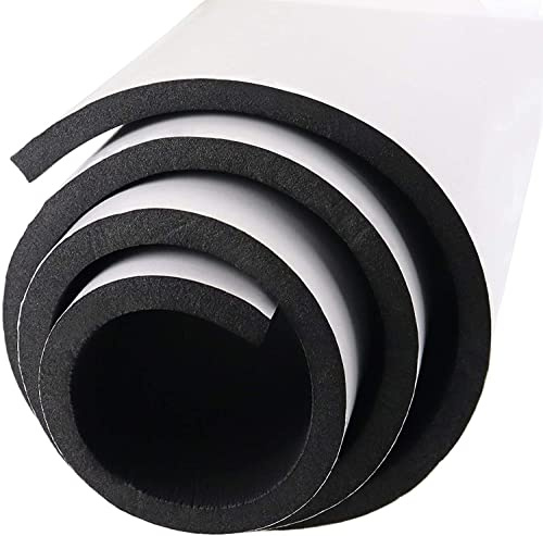 Självhäftande skumrulle neoprenskumplattor 300 mm (B) x 12 mm (D) x 1,5 m (L) multifunktionell cellgummi, tätningstejp, lätt att skära gör-det-själv-skumplatta (svart)