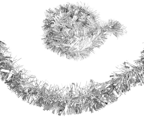 Lametta-Girlande, schillernd, weiß, fein geschnitten, je 2 m, zum Aufhängen, luxuriöses Lametta, für Weihnachtsfeier, saisonale Innen- und Außendekoration, 3 Stück