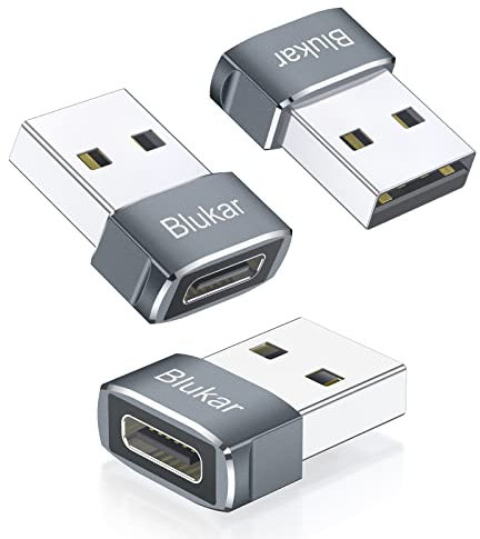 Blukar Adattatore USB C a USB 3 Pezzi, Alta Velocità Sincronizzazione Dati Adattatore Connettore Tipo C Femmina a A Maschio Compatibile con iPhone 16 Pro Max/16 Pro/16/15