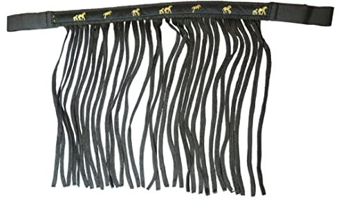 Fliegenfransen für Pferde Fliegenmaske mit Fransen & Klettverschluss, Fliegenhaube für Shetty, Pony, Cob, Warmblut, Kb (Kaltblut (X-Full), Schwarz)