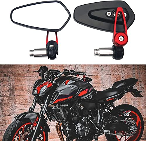 BREDUXSER Motociclo Laterali Specchi 7/822mm Manubrio Lega di Alluminio Specchi Retrovisori per Scooter Cruiser Sport Bike(Rosso)