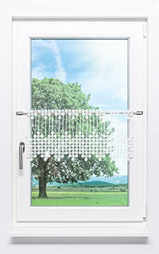 Plauener Spitze Scheibengardine Pearl (Bx H) 48cm * 30cm weiß