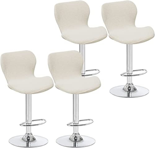 AQIGR Fundas de Sillas Elásticas de Bar,Juegos de 2/4/6 Cubiertas de Taburetes de Bar Universal Ajustable,Extraíbles y Lavables Fundas Protectora de Taburete de Cocina Giratorio con Respaldo