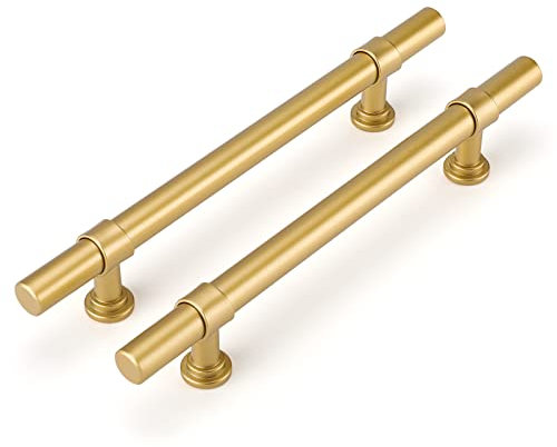 LONTAN 10 Stück goldene Küchengriffe 128 mm goldene Schrankgriffe Kleiderschrank Griffe Gold Schrankgriffe Küche Schrank Tür Griff Beize Stahl Schrankgriffe Badezimmer Schrankgriffe