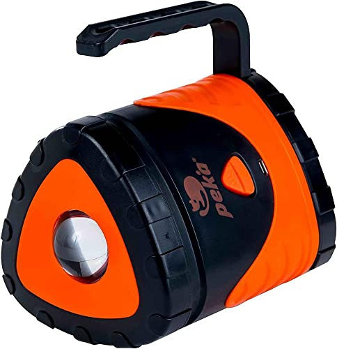 PEKA | Linterna LED Alta Intensidad Camping | 10W y 150 lm | 4 Intensidades y 6 Colores RGB | De 6 a 8 Horas de Autonomía | Linterna Recargable con Batería de Litio de 2000 mAh y 3 Pilas | Peka CL005
