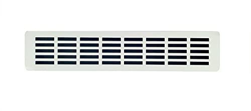 DEMLOU Rejilla de Ventilación de Zócalo 33x7 cm, Aluminio Blanco RAL 9016. | Aluminio blanco RAL 9016 resistente a 200 °C; favorece el flujo de aire y ayuda a reducir la humedad en zócalos y armarios.
