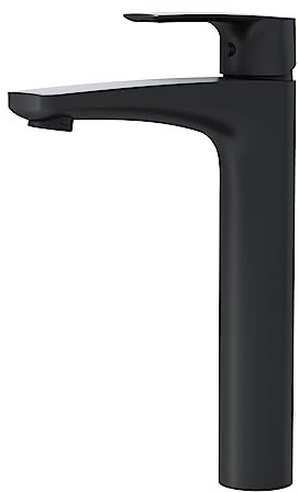 AM.PM GEM FGA92022 Waschtischarmatur Hoch, Wassehhahn Bad mit Hohem Auslauf 220mm, Mischbatterie Waschbecken, Einhebelmischer für Badezimmer, Badarmatur, Schwarz matt