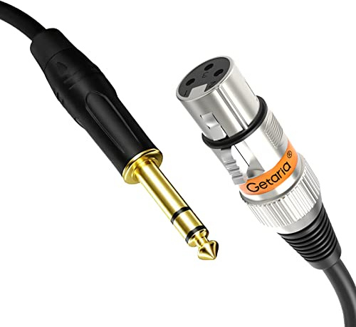 Getaria Female XLR to 1/4 TRS Cable, 6.35mm to Balanced Microphone Cable, Quarter Inch Jack Balanced to Microphone Cable Compatible with Speakers, Audio Consoles (2M Female XLR)