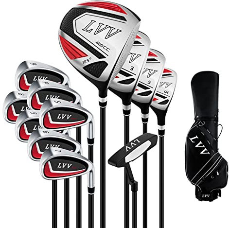 Golfschläger-Set für Herren, Anfänger, Carbon-Schläger, inklusive 4 Hölzern, 7 Eisen, 1 Putter und 1 Tasche, geeignet für Golfplätze zu Hause im Freien (Farbe: Carbon, Größe: 9 Schläger)