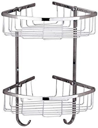 Hwsy Estante para carritos de Ducha, trípode de baño de latón Plateado Brillante galvanizado, Estante de Ducha de 2 Niveles, Estante Colgante para Cuarto de Ducha, Estante de baño, Cesta de Ducha de