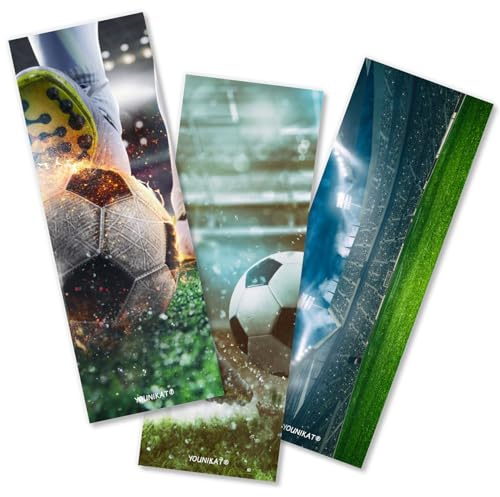 younikat 12er Set Lesezeichen Fußball Stadion Motive - Kinder Jungen-dv1251 | Fußball-Lesezeichen aus 350 g/m² Offsetpapier, 3 Stadion-Motive für Bücher, Schule und kleine Fußballfans