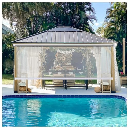 Transparente Sichtfenster-Jalousien, außen, winddicht, wasserdicht, transparenter Kunststoff-Trennvorhang, Pergola-Rollo mit Beschlag, for Veranda, Pavillon, Terrasse ( Size : W90xH100cm/W35.4xH39.3in