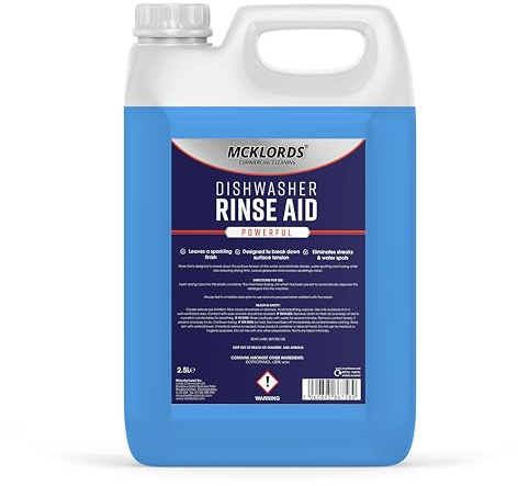 McKLords Commercial Dishwasher Rinse Aid, Blue, 2.5 Litre