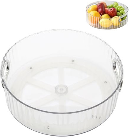 MAIXINNEW Clear Lazy Susan Cupboard Organiser 22cm, Kitchen Cupboard Turntable Organiser Multifunctional, Plastic Rotating Kitchen Cupboard Organiser for Spice Makeup