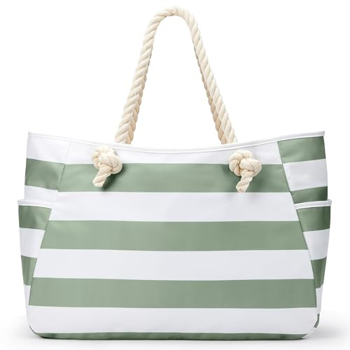 KALIDI Große Strandtasche mit Reißverschluss Damen Badetasche XXL Familie Wasserdicht Beach Bag Tasche Damen Shopper für Strand Reisen Einkaufen Sport