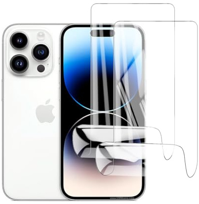 Glcrrpu Pellicola Protettiva per iPhone 14 Pro[6,1],[2 Pezzi] Pellicola Protettiva Idrogel per Alta Sensibilità Protezione Schermo in TPU,HD,Trasparente, [Non Vetro Temperato]