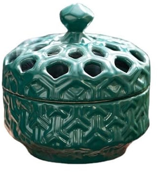 LUNCHS Retro Knoblauchtopf Hohldeckel aus Keramik Zwiebeltopf Halten Sie Knoblauch Frisch Zwiebel Aufbewahrung(Color:GrüN)