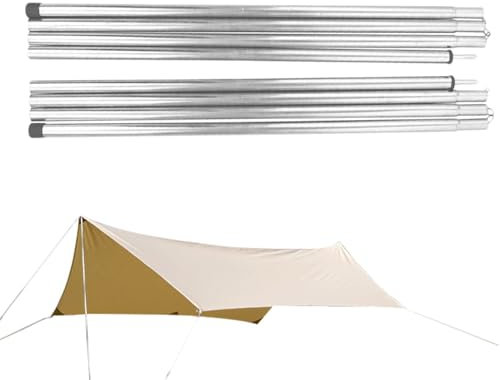 Smileshiney Zeltstangen für Tarp,Campingstangen für Tarp | Camping-Zeltstangen,Stabile Planenstangen, verstellbare Zeltstangen, leichte Camping-Planenstangen aus Metall für Vordach, 2 Stück