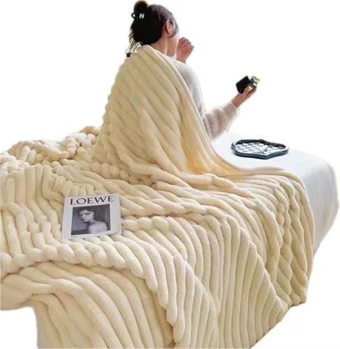 Boikey Kuscheldecke Flauschig Decke Flanell Überwurfdecke für die Couch, Superweiche Warme Bettüberwurf Decke Gemütliche Decken für Damen, Vielseitig Blanket Für Bett Sofa (Wollweiß, 150X200cm)