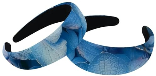 Lot de 2 bandeaux larges en velours pour femme, bleu hortensia, feuilles, accessoires rembourrés, bandeaux de beauté pour filles