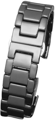 RTRCAGAKM Gekerbtes Keramik-Uhrenarmband passend for Gucci, passend for Dior, passend for die for Pasha-Serie, schwarzes und weißes Keramik-Armband for Damen, Zubehör(Black,20-11mm)