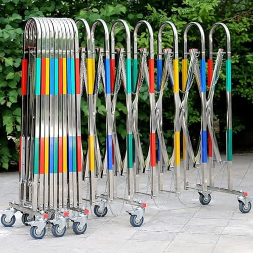 ZHPPED Expandierbare Schranke Faltbare Barrikade Sicherheitstor Aus Rostfreiem Stahl Verkehrszaun Für Einfahrt, Garage, Schnelles Absperren Jedes Bereichs,1.1x7m
