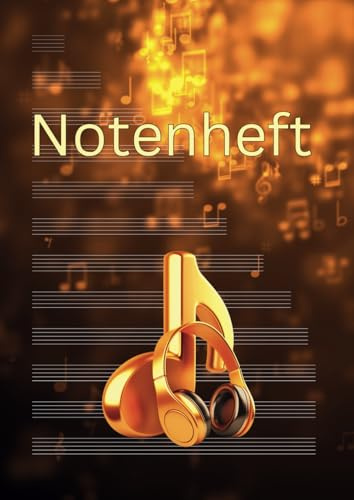 Notenheft: A4 - 108 Seiten mit 12 Notenzeilen - Musikheft mit Notenlinien - für Anfänger und Fortgeschrittene geeignet - blanko Notenheft A4 - Notenblätter – Notenlinienheft – kreatives Design