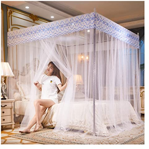 ILNCQLPM Bettzelt, Betthimmel, weißer Luxus-Bettvorhang, bodenstehender Betthimmel für Schlafzimmer mit 1,2 m/1,5 m/1,8 m/2 m Bett, mit Montagehalterung (Größe: 180 x 200 x 200 cm)