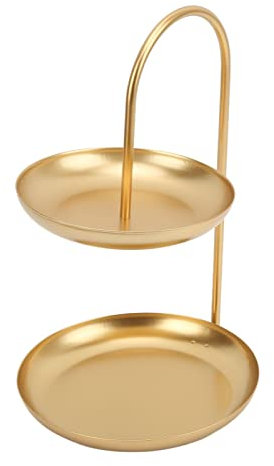 Cesta de frutas de 2 niveles para cocina, bandeja de frutas de metal, cesta de frutas para encimera, soporte de exhibición de frutas, bandeja de aperitivos de 2 niveles, frutero