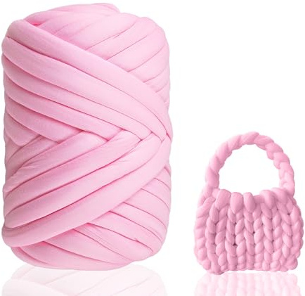 XXL Armstickull, 500 g stickgarn, stickgarn, stickgarn, virkull, slanggarn, orgggarn för virkning för filt, grovstickad ull, mjukt ullgarn för husdjur, säng, soffa, rovinggarn (rosa)