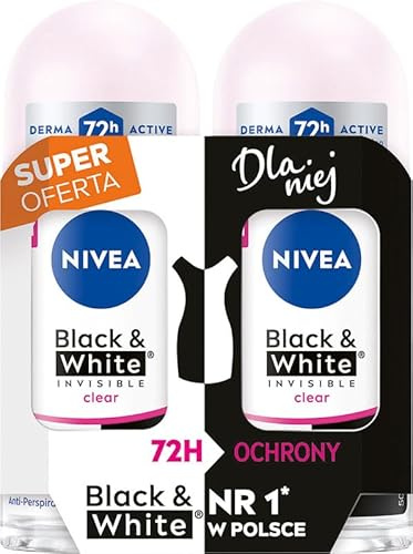 NIVEA Black&White Invisible Clear Antitranspirant in Kugel, 2x50ml