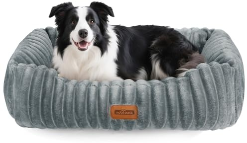 Nobleza Hundebett, Hundebett Waschbar für Grosse Hunde, 75x65x20cm Hundekörbchen mit Weicher Schwammfüllung, rutschfeste Unterseite, Abnehmbarer Bezug, Grau