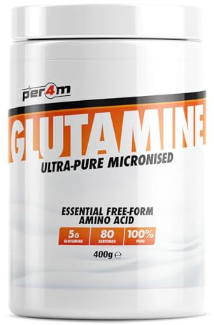 Per4m Ultra-Pure Micronised Glutamine | 5g L-Glutamine Essential Free Form Amino Acid | Supports Muscle Repair, Gut Health & Immunity | 80 Servings | 400g