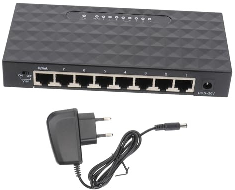 Lurrose 1pezzi Adattatore Splitter di Rete da 100 Mbps Porte per Desktop Ethernet Nero Compatibile con Dispositivi velocità Trasferimento File Rapida Indicatore Luminoso per Funzion