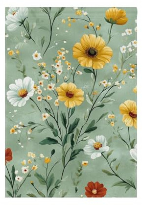 Foiosoh Drapeau de jardin vert pensée jaune 71 x 101,6 cm - Drapeaux floraux à côtés robustes pour extérieur, cour, maison, petites vacances saisonnières, pelouse, patio
