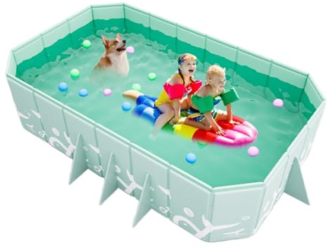 Piscina pieghevole portatile, non gonfiabile, vaschetta per acqua laterale rigida, design compatto, struttura per animali domestici, estate, installazione per giardino, terrazza, uso di base