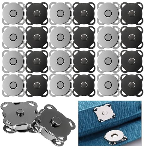 Druckknöpfe zum Annähen, Magnetknopf für Taschen (Schwarz, 14mm*12)