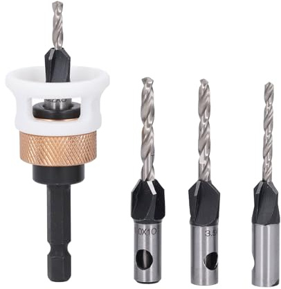 Dpofirs Set di Punte per Trapano Svasatore Regolabili Svasatore Efficiente per Legno per Trapani a Mano Set 4 Pezzi in Lega di Alluminio Resistente a 4 Flauto