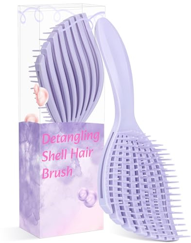 Euqvunn Brosse à Cheveux Bouclés – Brosse Démêlante à 8 Picots Flexibles pour Cheveux Secs et Mouillés, Idéale pour Volume et Cuir Chevelu Sensible, Violette