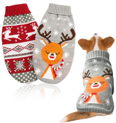 2 Stück Hundepullover, Hundepullover Weihnachten,Haustier Hund Katze Pullover, Hundekostüm Weihnachten Kleine Hunde, Geeignet für Kleine Hunde und Katzen /14