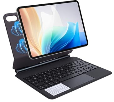Gugxiom Funda con teclado para iPad 11 A16 2025/10 de 10.9 pulgadas 2022, teclado mágico con panel táctil, funda retroiluminada para teclados mágicos (negro)