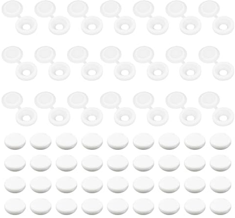 120 Pcs White Screw Cover Caps, Durable Plastic Hinged Screw Covers White for Furniture, Cabinet, Cupboard, Wardrobe, Snap on Replacement Screws Decorative Covers for M4 Screws