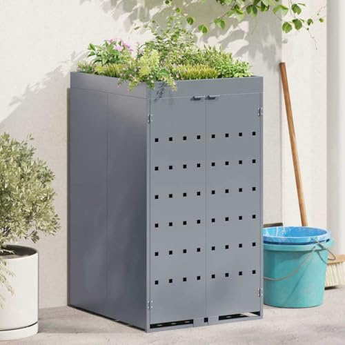 Générique Rangement pour bac à roulettes avec Toit de jardinière pour bac Unique de 240L,Produits ménagers,Accessoires pour conteneurs à déchets,Cache-conteneurs à déchets,Gris Clair,28.2 KG,42018679