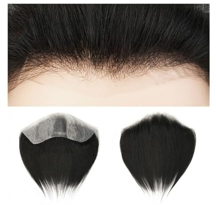 Für Männer Stirn-Haaransatz-Toupet for Männer, natürlicher Haaransatz, menschliches Haar, frontal, PU-Haut, Herren-Haarteil Perückenkopf(#1,2x6 inches)