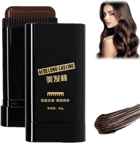 2-in-1 Haarfarbe Stick & Kamm,Haarfärbekamm,Instant Haarfärbestift,Wasserfester & schweißfester Touch-up Stick zum sofortigen Abdecken grauer Haare und Haarwurzeln,Haaransatz Stift(Dunkelbraun)
