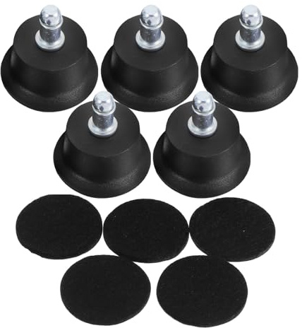 Lurrose Lot de 5 Bouchons de Fixation pour Chaise de Bureau en Alliage d'acier et PP, Antidérapants, Protection du Sol, Compatible et Facile à Installer