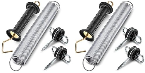 Ynusgeyx 8 Pieces Electric Fence Gate Handle Kit Electric Fence Gate Kit Anchors Spring Gate Handle Kit