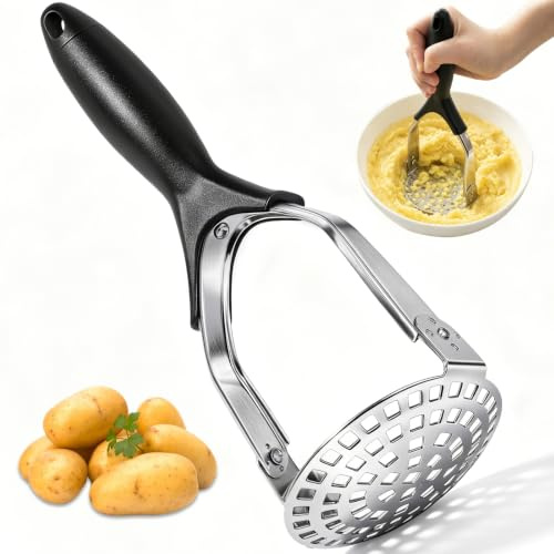 Gorffy Potato Masher, Metal Masher with Non-Slip Handle | Stainless Steel Potato Mashers for Fruit & Vegetable, Kitchen Utensils
