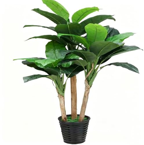 KIBONCY Finto Banano Artificiale For Viaggiatori, Palma Da Viaggio, Pianta Alta, Finta, In Vaso, Tropicale, Piumata, Verde, For Soggiorno, Ufficio, Angolo, Pavimento, Interni Ed Esterni(1mX0.6m)